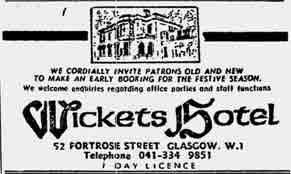Wickets Hotel advert 1975